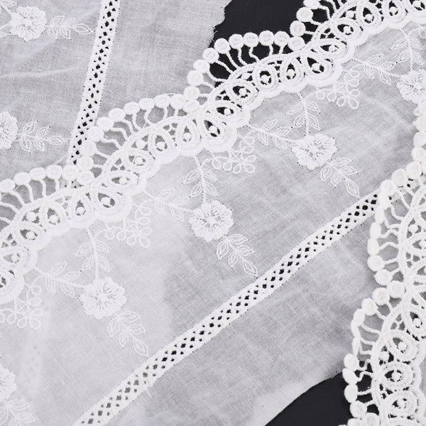 1 Yard Wedding Dress Tulle Embroidered Floral Lace Trim Ribbon Sewing DIY Craft.