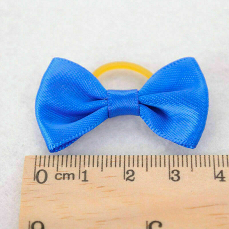 50pcs New Assorted Pet Cat Dog Hair Bows with Rubber Bands Grooming Acces.w G9I6