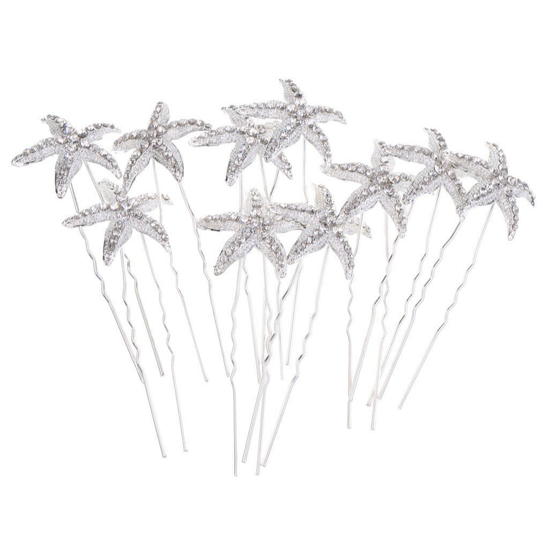 10 Pieces Sea Star Crystal Headpiece Fancy Hair Party Wedding Bride Jewelry