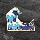 Simple Cartoon Girl Sea Wave Enamel Collar Pins Badge Corsage Brooch Jewelry HK