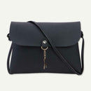 Simple Pure Color Deer Pendant Shoulder Handbag Women Crossbody Bag (Black)