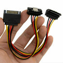 20cm SATA 15Pin Male to Dual 15P Female 90 Degree Y Splitter Power Adapter D5W2