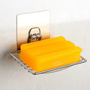 Kitchen Bathroom Self-adhesive Soap Dish Holder Wall Mounted Stainless Steel x1