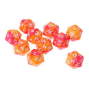 10pcs/set 20 Sided D20 Dice for TRPG Game   Orange Red