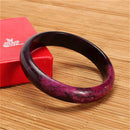 Beautiful Plum Peach Blossom Flower Natural Xiuyan Jade Bangle Bracelet & Box