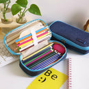 School Boy Pencil Case & Bags Solid Color Large Capacity Denim Canvas Pen Box