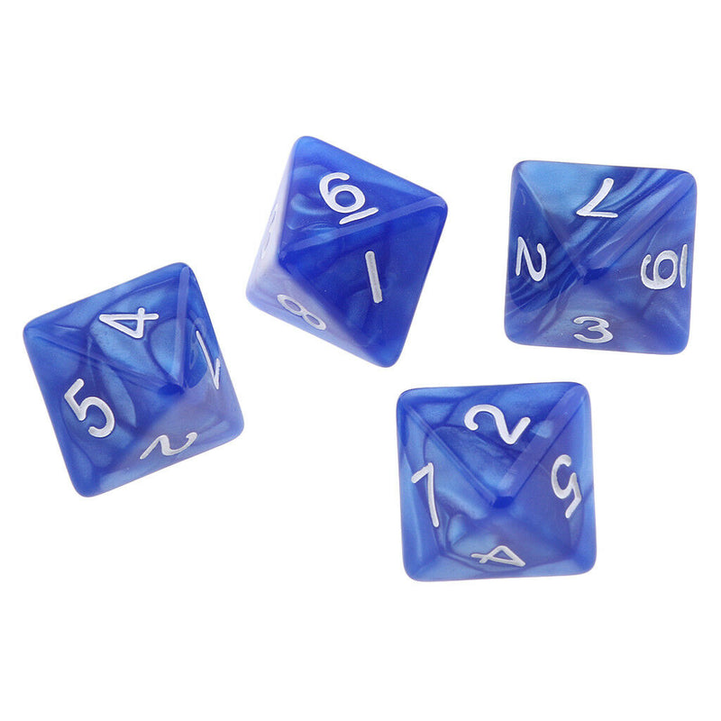 10pcs 8 Sided Dice D8 Polyhedral Dice Set for Party Table Games Blue