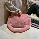 Women Plush Messenger Bag Big Capacity Fluffy Shoulder Handbags (Pink)