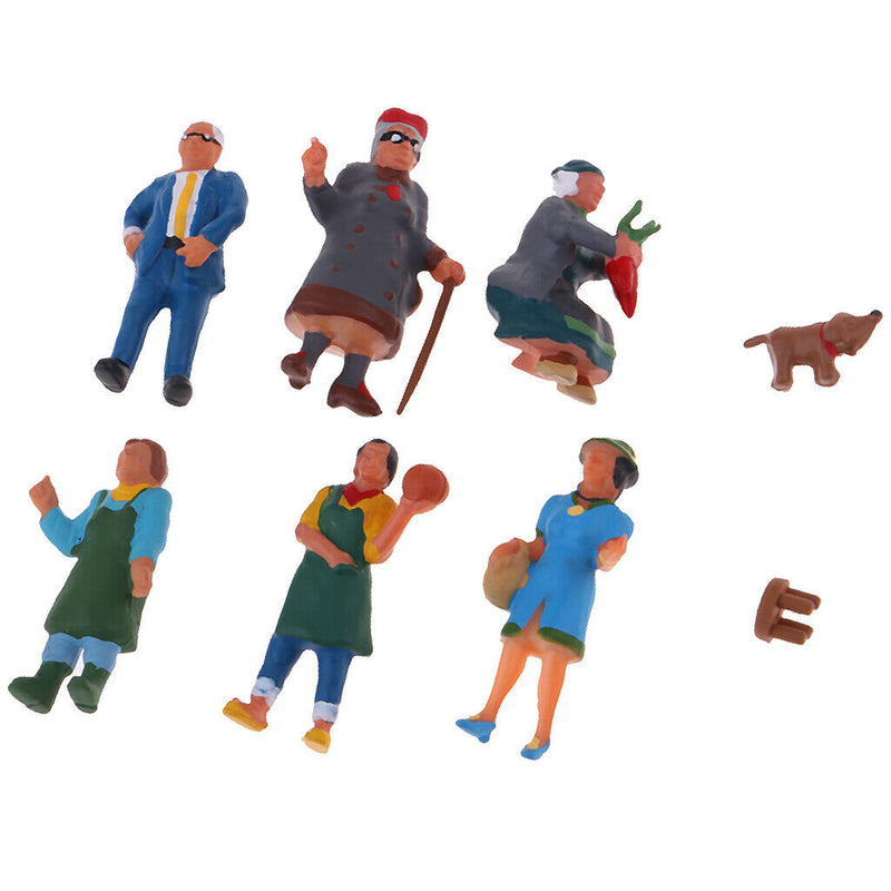 6pcs HO Scale People Miniatures for Sand Table Market Scenery Diorama Layout