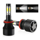 2PCS 4-Sides H8/H9/H11 COB Hi-Lo Beam LED Headlight Kit Bulb High Low 6500K