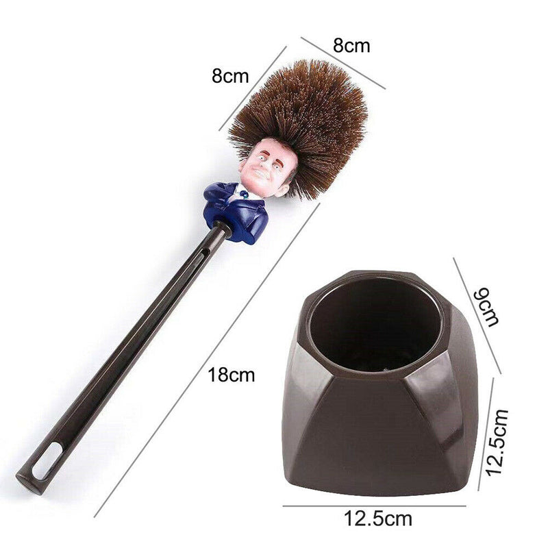 1 Set Toilet Brush w/ Bowl Holder Emmanuel Macron Head Brushes For Home Plastic