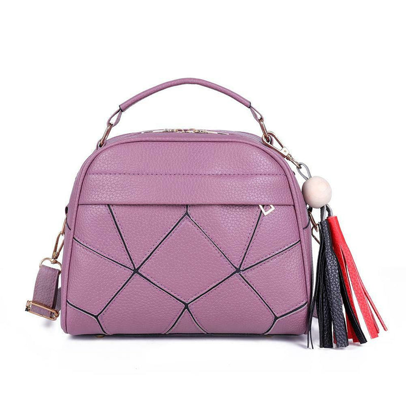 Fashion Shoulder Handbag Women Leather Tote Tassel Top-handle Bag (Purple)