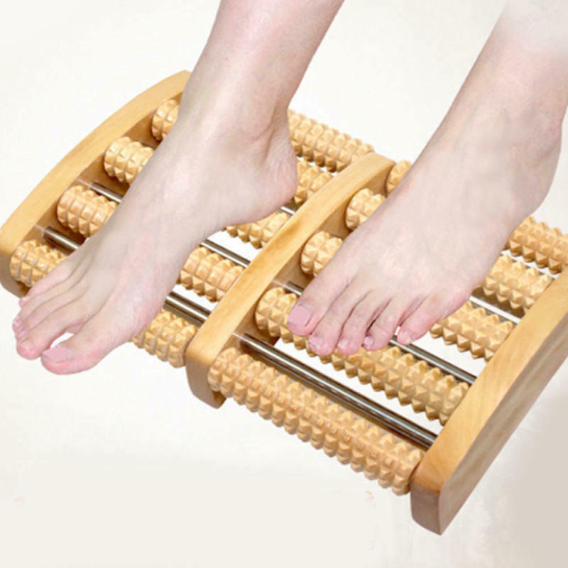 Wooden Foot Roller Massager Wood Massage Reflexology Relax Relief Spa T IRD