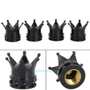 4pcs Crown Aluminum Bike Wheel Tyre Tire Air Valve Stem Caps Dust Cover Black