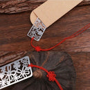 Pack of 4 Classical Hollow Out Flower Style Metal Bookmark with Red Knottin D8X3