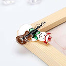 Brooch for Christmas Series Snowman Shape Play Guitar Buttonhole Pins Badge