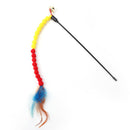 Cat Teasing Stick Colorful Pompom Feather Wand Fun Pet Teaser Rod Toys (02)