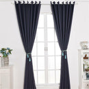 Single Panel Eyelet BLOCKOUT Curtain LINEN TEXTURE, Navy Drape 100x250cm