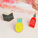 3PCS Enamel Book Pineapple Brooch Pin Shirt Collar Pin Badge Corsage Jewelry JR