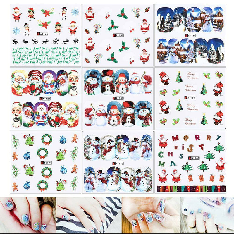 48Pcs Full Wrap Water Transfers Nail Art Stickers Decals Christmas Snowflakes