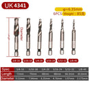 6pcs 1/4" 1/8" Hex Shank Screw Thread Tap Taper Drill Bit HSS Machine Hand Tool