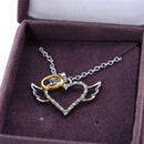 Fashion Angel Wings Love Heart Pendant Necklace Jewelry Chain Necklace WLBX