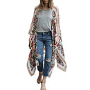 Women Chiffon Kimono Cardigan Floral Print Asymmetric Boho Loose Outerwear