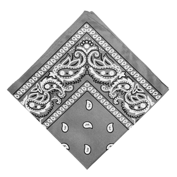 Unisex Cotton Paisley Print Cowboy Bandana Head Wrap Wristband Kerchief Gray