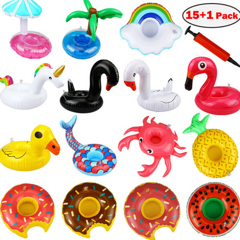 15Pcs Inflatable Floating Drink Can Cup Holder Hot Tub Swimming Pool Beach P J@V