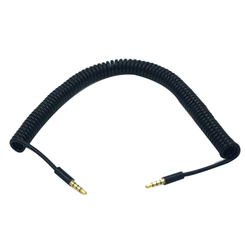 3.5mm Male to Male Jack 4 Pole Extension Aux Audio Coiled Spiral Cable 1.5M P5W2