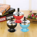 Stainless Steel Wine Style Ash Tray with Cover Round Push Down Portable Cig