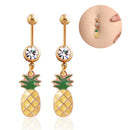 Crystal Rhinestone Pineapple Navel Belly Button Ring Bar Body Piercing Jewelr Gw