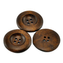20PCs Dark Coffee 4 Holes Round Wood Sewing Buttons 35mm B4A8