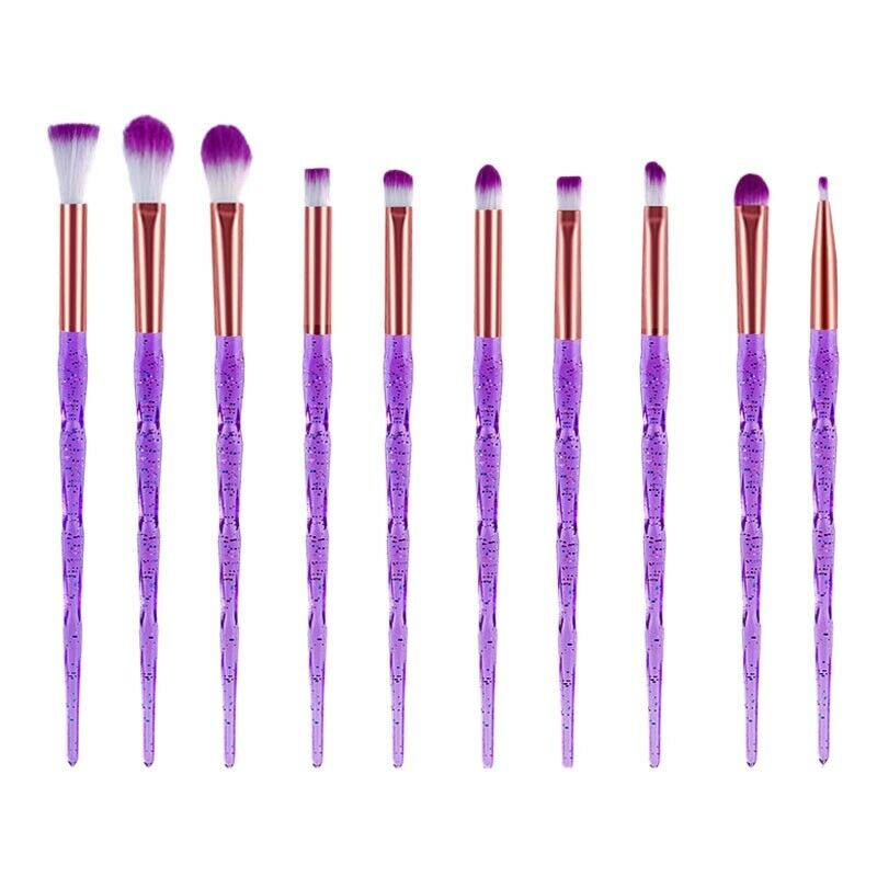 10Pcs Diamond Handle Makeup Brushes Set Crystal Spiral Handle Foundation Bl B3I1