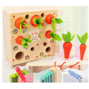Baby Wood Montessori Toys Carrot Harvest, Magnetic Catching Worm Game, Shape