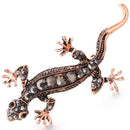 Metal Alloy Lizard Animal Brooch Rhinestone Brooches For Female Pins Lapel  U5M7
