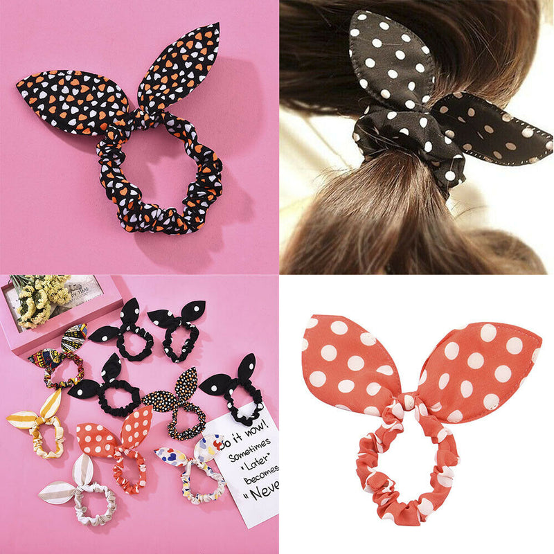 10x Women Ponytail Scarf Bow Hair Rope Ties Scrunchies Cloth Hair Band Elastic
