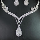 Bridal Chic Clear Austrian Crystal Rhinestone Water Drop Necklace Earrings BX