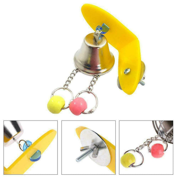 Pet Parrot Bird Bites Climb Chew Bell Toys Swing Cage Cockatiel Parakeet Ha V2E8