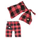 Newborn Costume Photo Prop Baby Hat Pants Knitted Black Red Lattice Outfits
