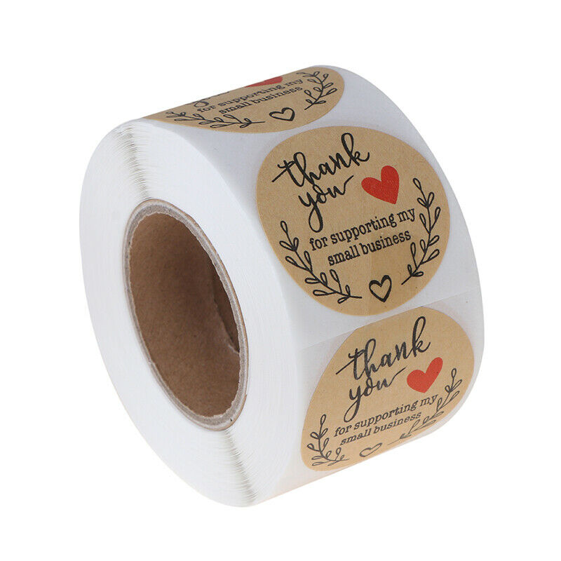 1.5 inch Round Kraft Thank You for Supporting Stickers / 500 Labels Per RolSEAU