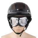 Motorcycle Motorbike Open Face Helmet Visor with Goggles - Brown