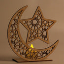 Ramadan Wooden Eid Mubarak Decoration For Home Moon Islam Mosque Muslim Woo K1K3