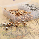 400pcs Map Tacks Push Pins, 3/5-Inch Shining Plastic Sphere Head with Stain D5W2