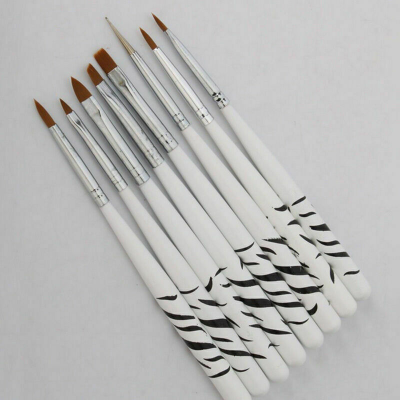 8 PCs nail art pen brush gel acrylic painting drawing dotting C4V6 p liner P6Q1