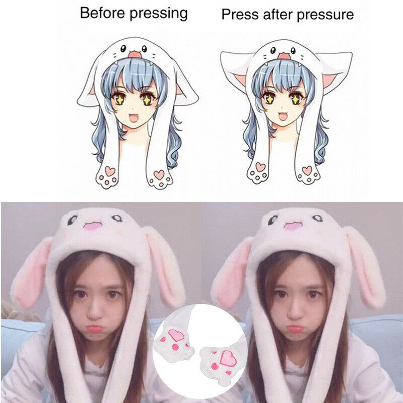 Cute Rabbit Hat Ear Will Move When You Hold The Leg Funny Plush Hat  rsJCAUB Kw