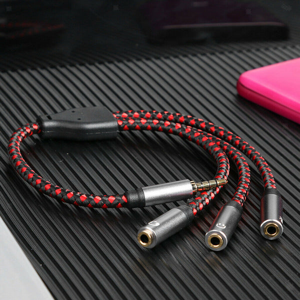 11.8 inch 3.5mm Male to 3X Female Splitter Audio Cable 3 Way Splitter