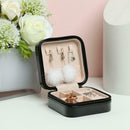 Portable Earrings Rings Storage Box PU Leather Jewelry Display Case (Black) A