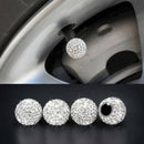 4 White Bling Car Rhinestone Tire Valve Caps Diamond Shining Air Caps Accessorie