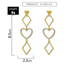 Irregular Earrings Heart Crystal Long Ear Drop Women Holiday Jewelry Gift